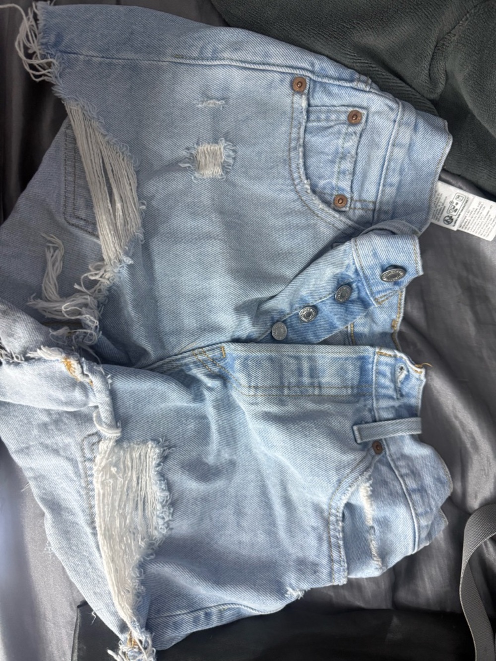 Levi's Light Blue Distressed Denim Jean Shorts
